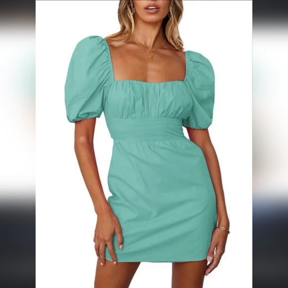 Puff Sleeve Mini Dress - Picture 2 of 9